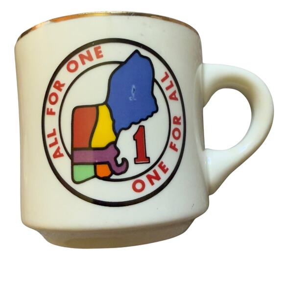 Vintage Boy Scouts of America BSA All for One/One for All Gold Rim Ceramic Mug - Picture 1 of 8